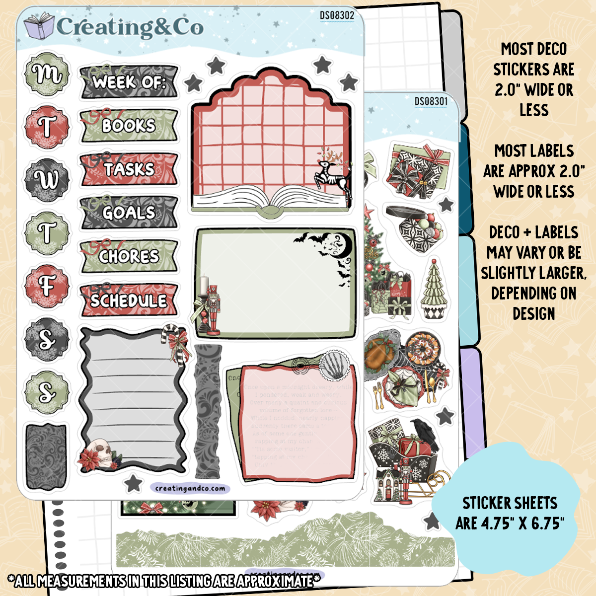 Holiday Spirit Decorative Journal Sticker Sheet Set - DS083