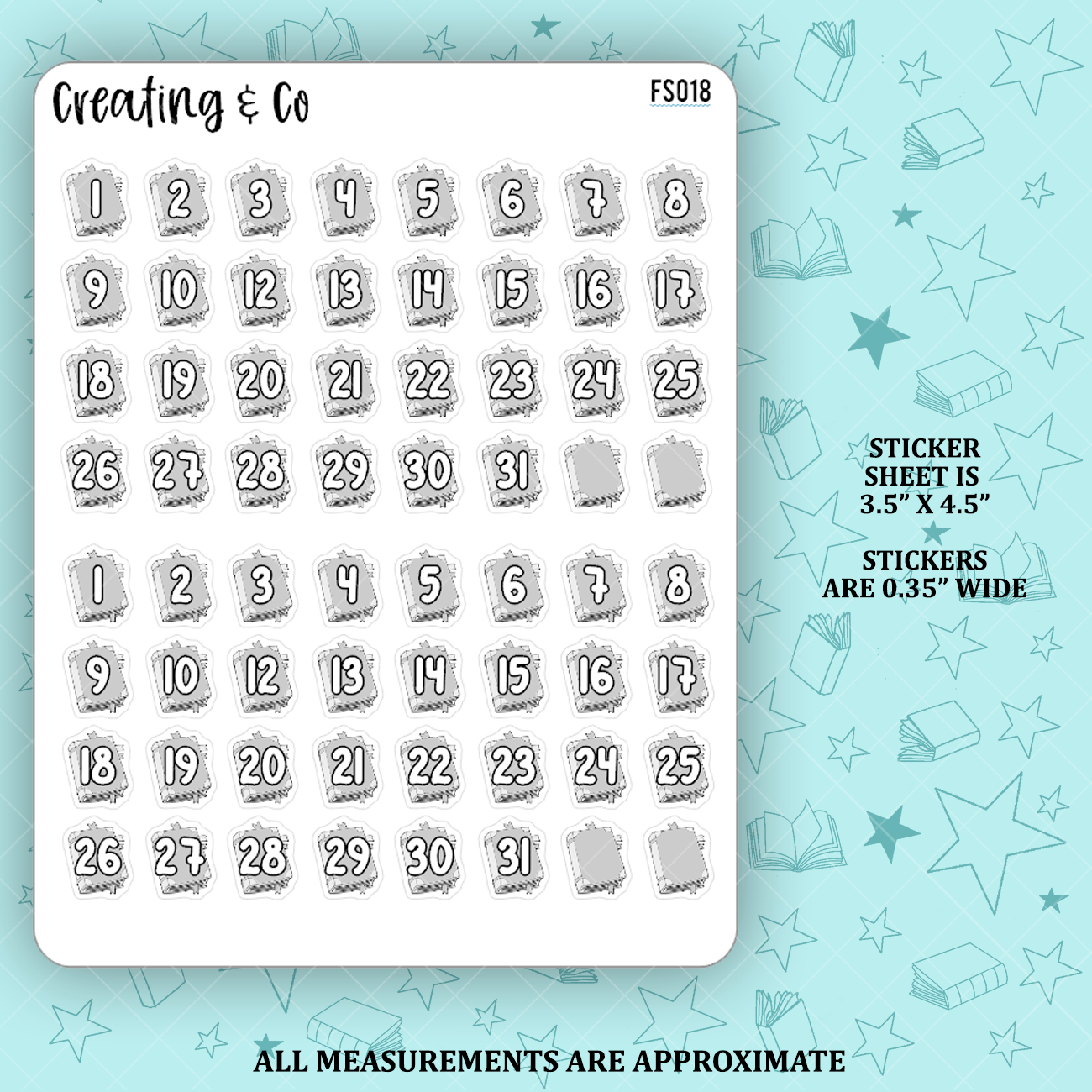 Tabbed Book Date Dot Icon Functional Stickers - FS018
