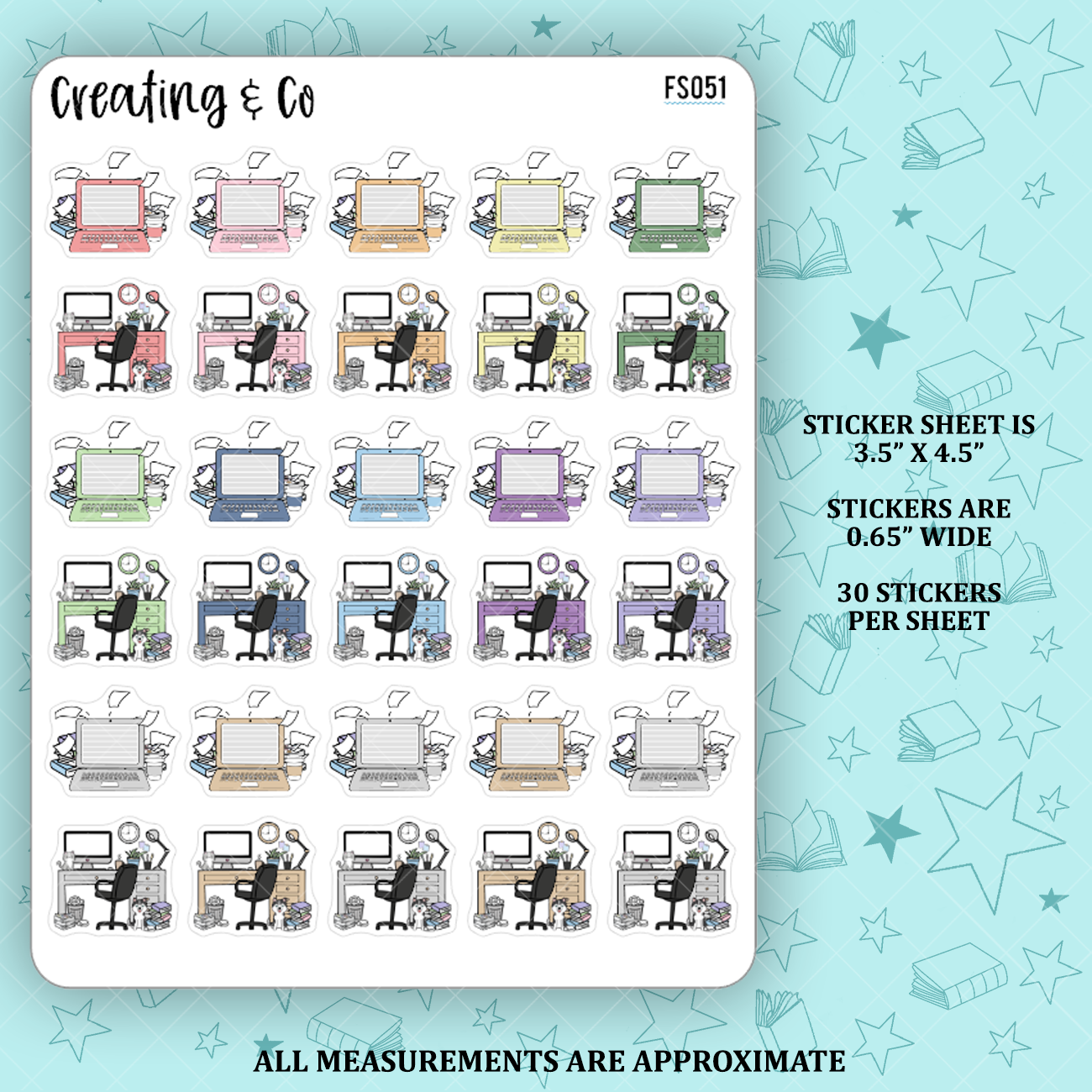 Working Desk Laptop Icon Functional Stickers - FS051