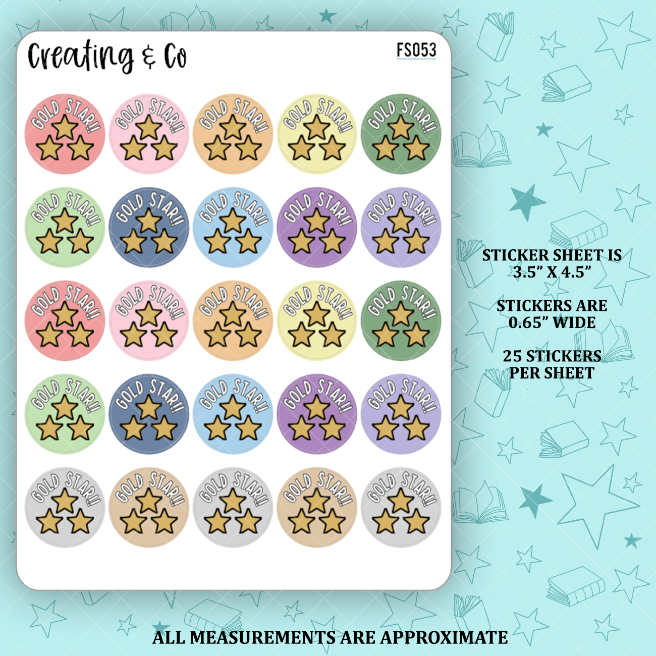 Gold Star Icon Functional Stickers - FS053