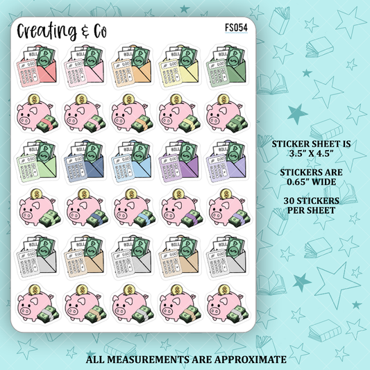 Bills Savings Finance Icon Functional Stickers  - FS054