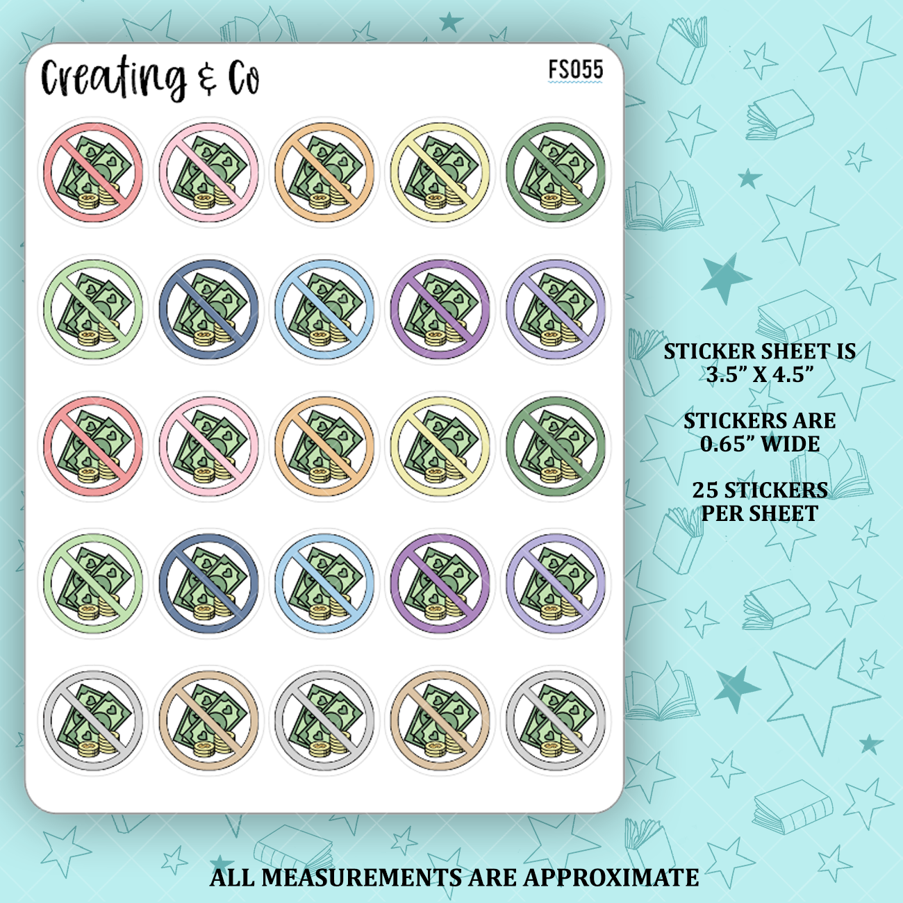 No Spend Icon Functional Stickers - FS055