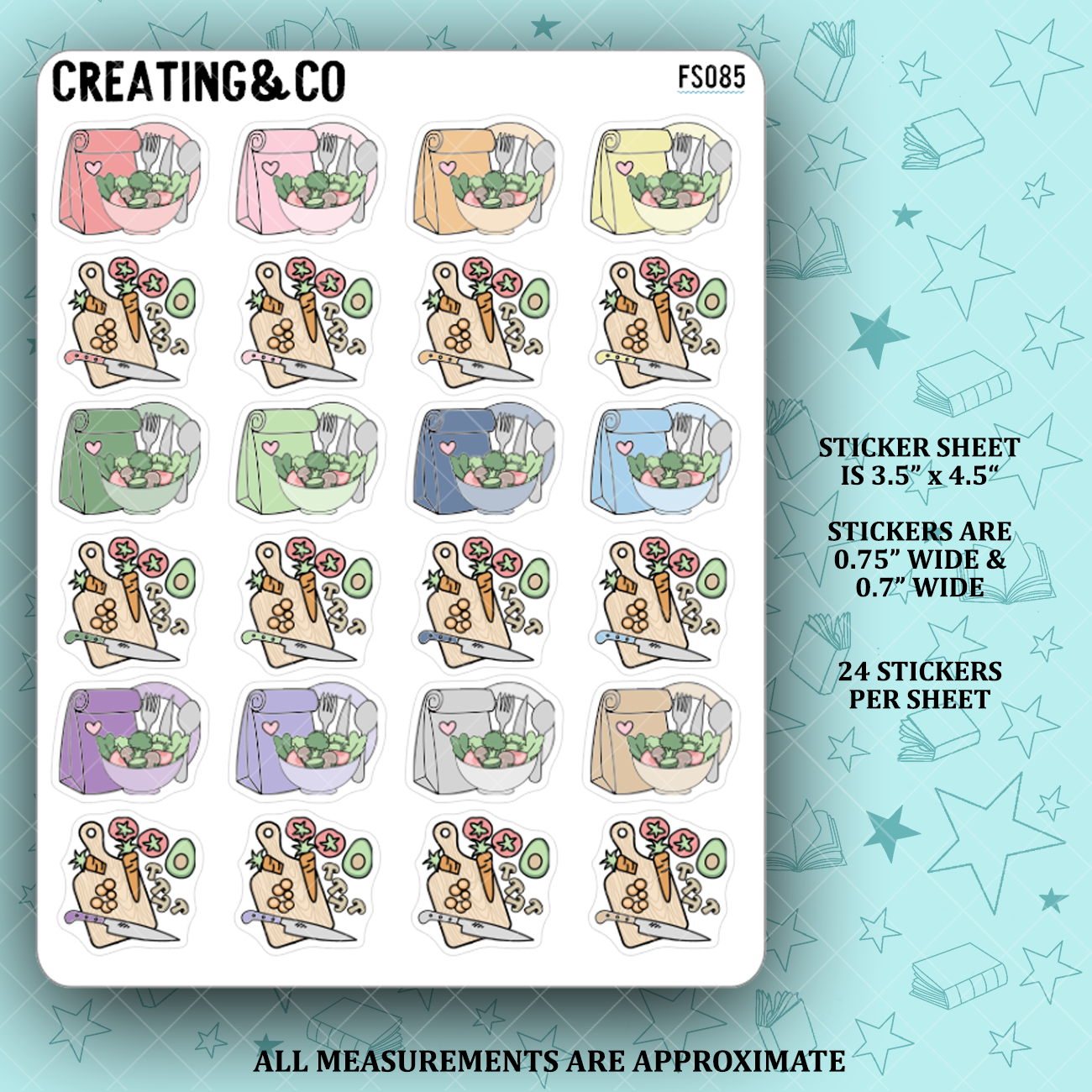 Meal Planning and Prep Icon Functional Stickers - FS085