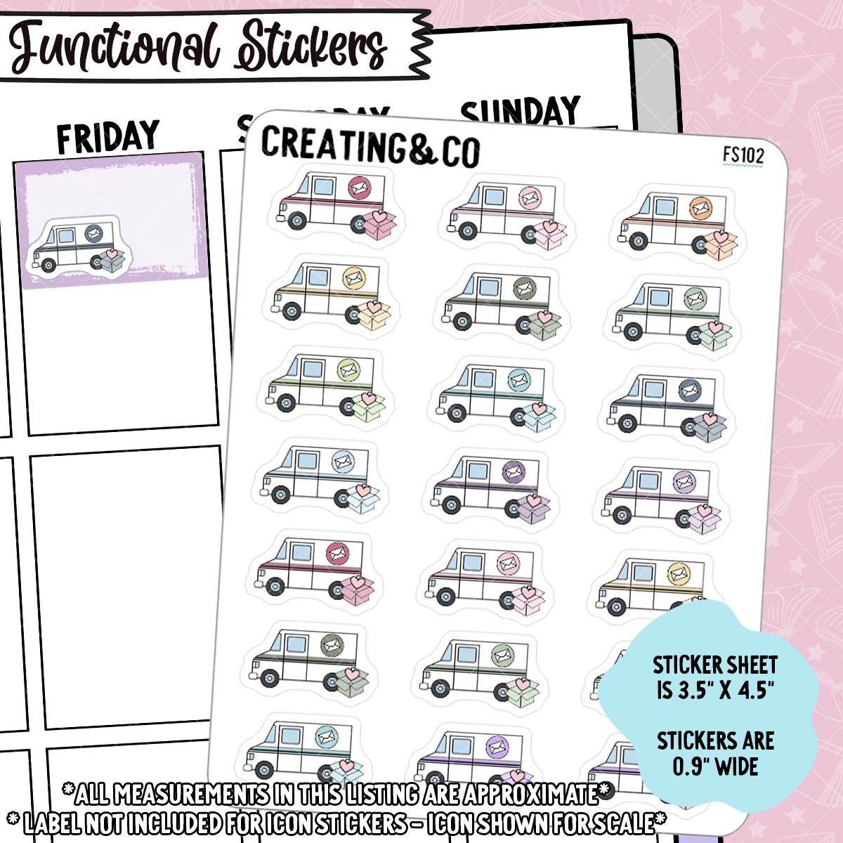 Mail Truck Icon Functional Stickers - FS102