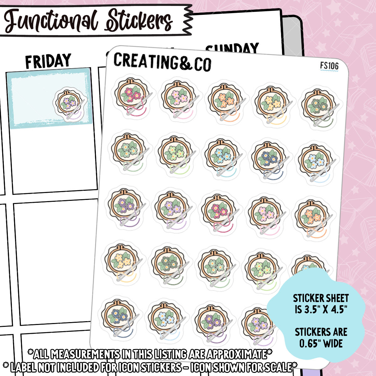 Embroidery Icon Functional Stickers - FS106