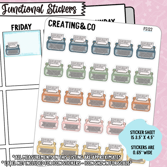 Typewriter Functional Stickers - FS122