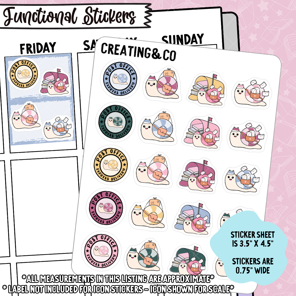 Snail Mail Icon Functional Stickers - FS125