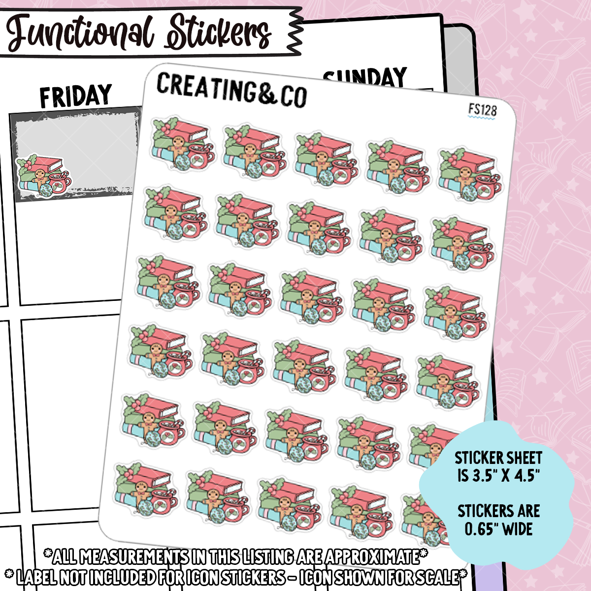Christmas Bookstack Functional Stickers - FS128
