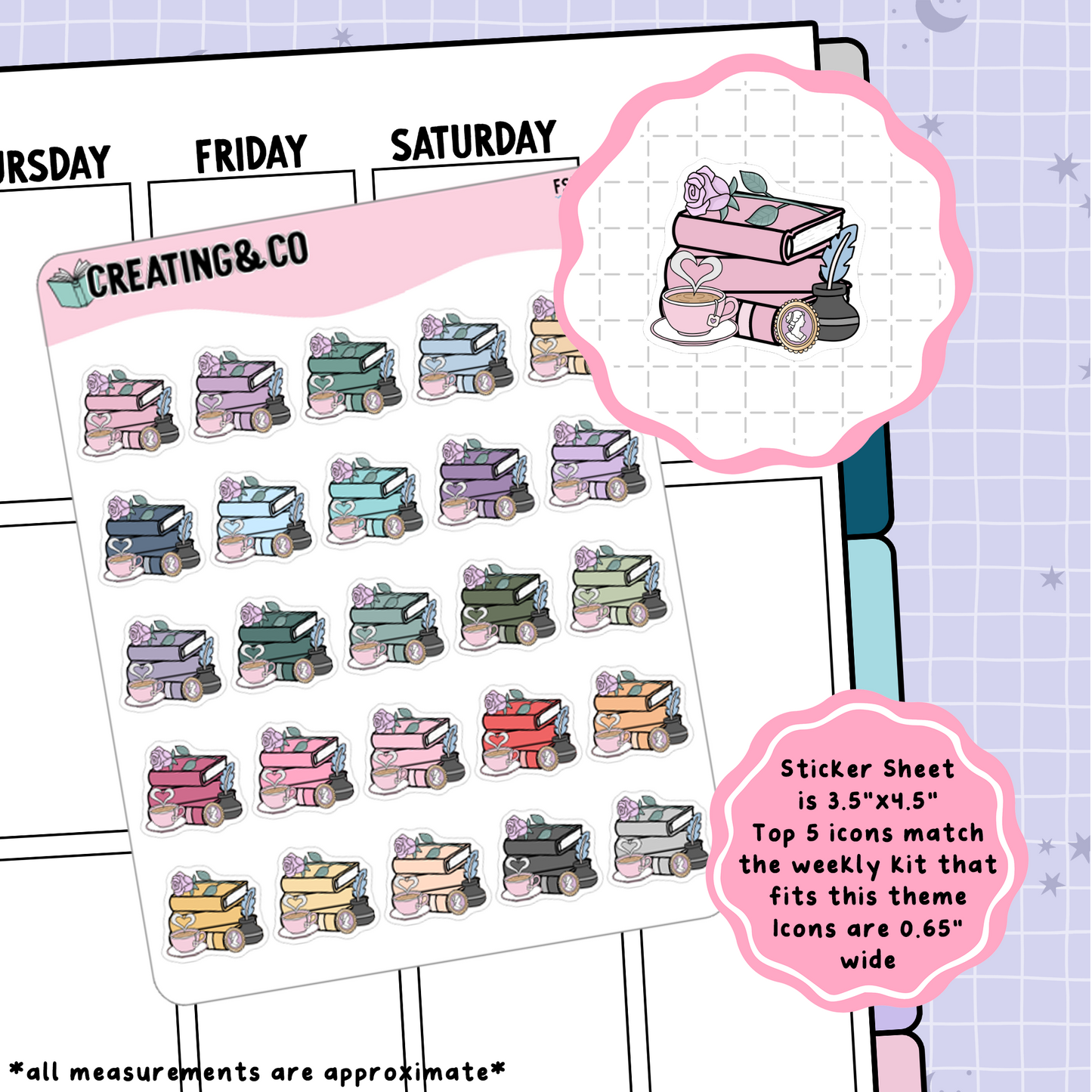 Regency Romance / Historical Romance Book Stack Functional Stickers - FS141