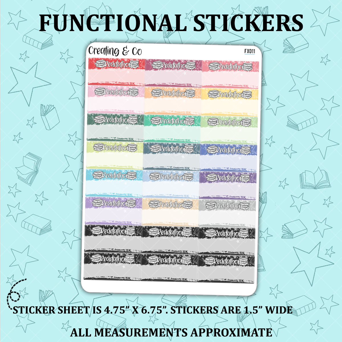 Readathon Label Reading Functional Sticker Sheet - FX011