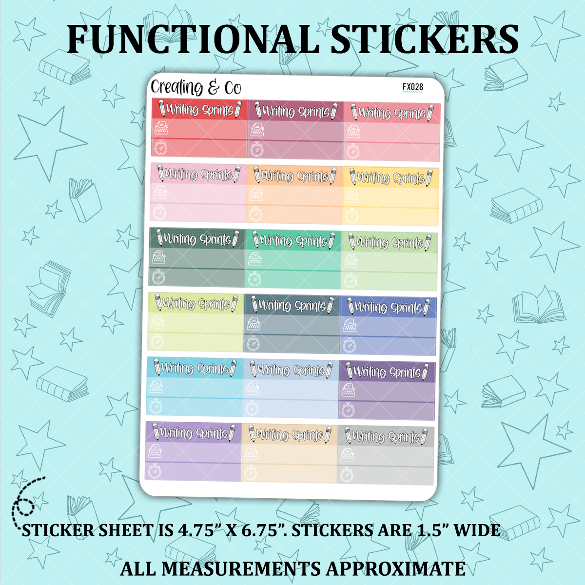 Writing Sprint Label Reading Functional Sticker Sheet - FX028