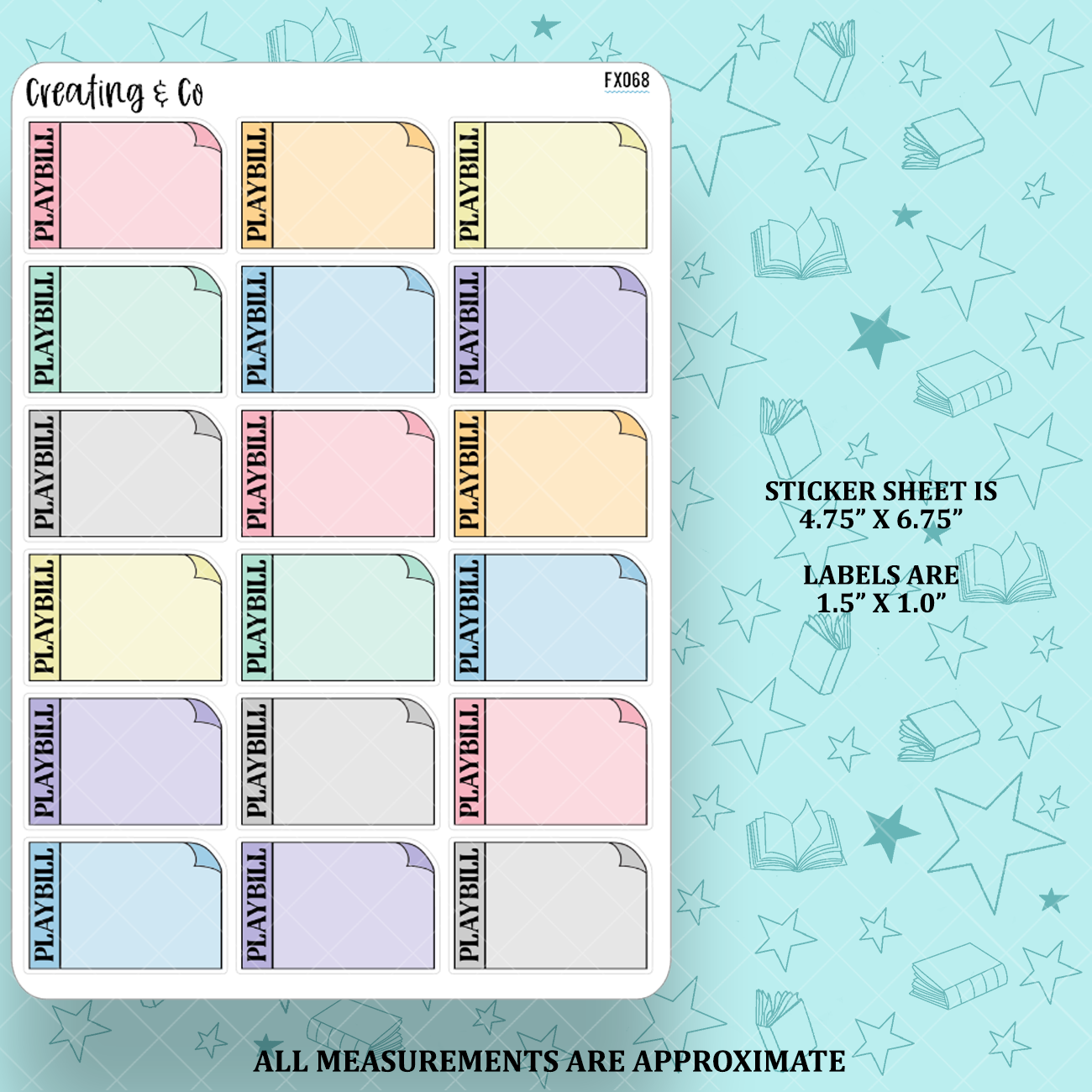 Playbill Musical Theater Labels Functional Sticker Sheet - FX068