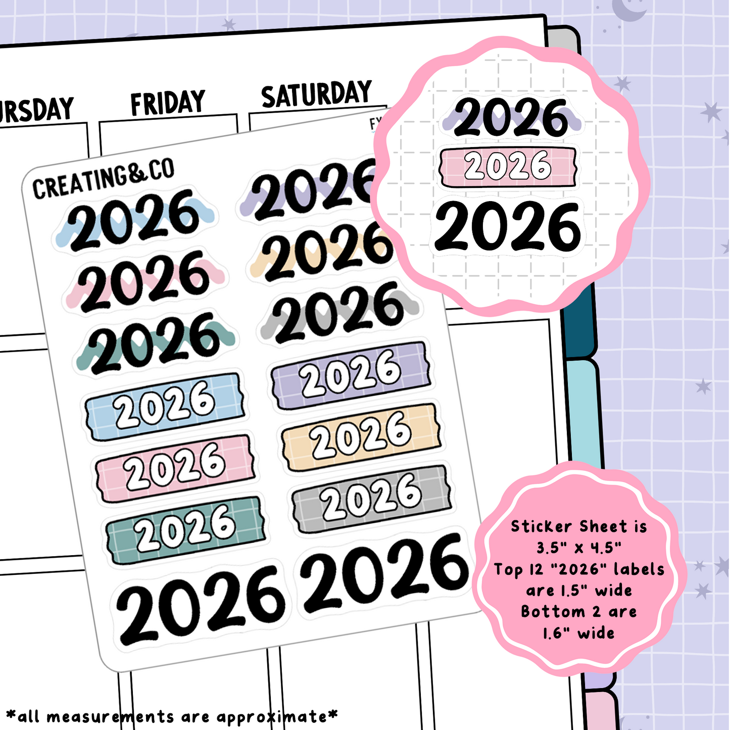 2026 Script Icon Functional Stickers - FS138