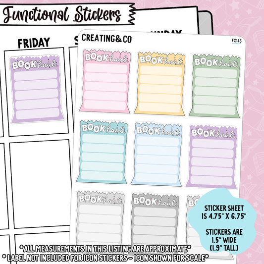 Book Haul Label Functional Sticker Sheet - FX146
