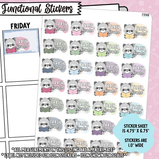Trash Reader Trash Panda Raccoon Functional Sticker Sheet - FX148