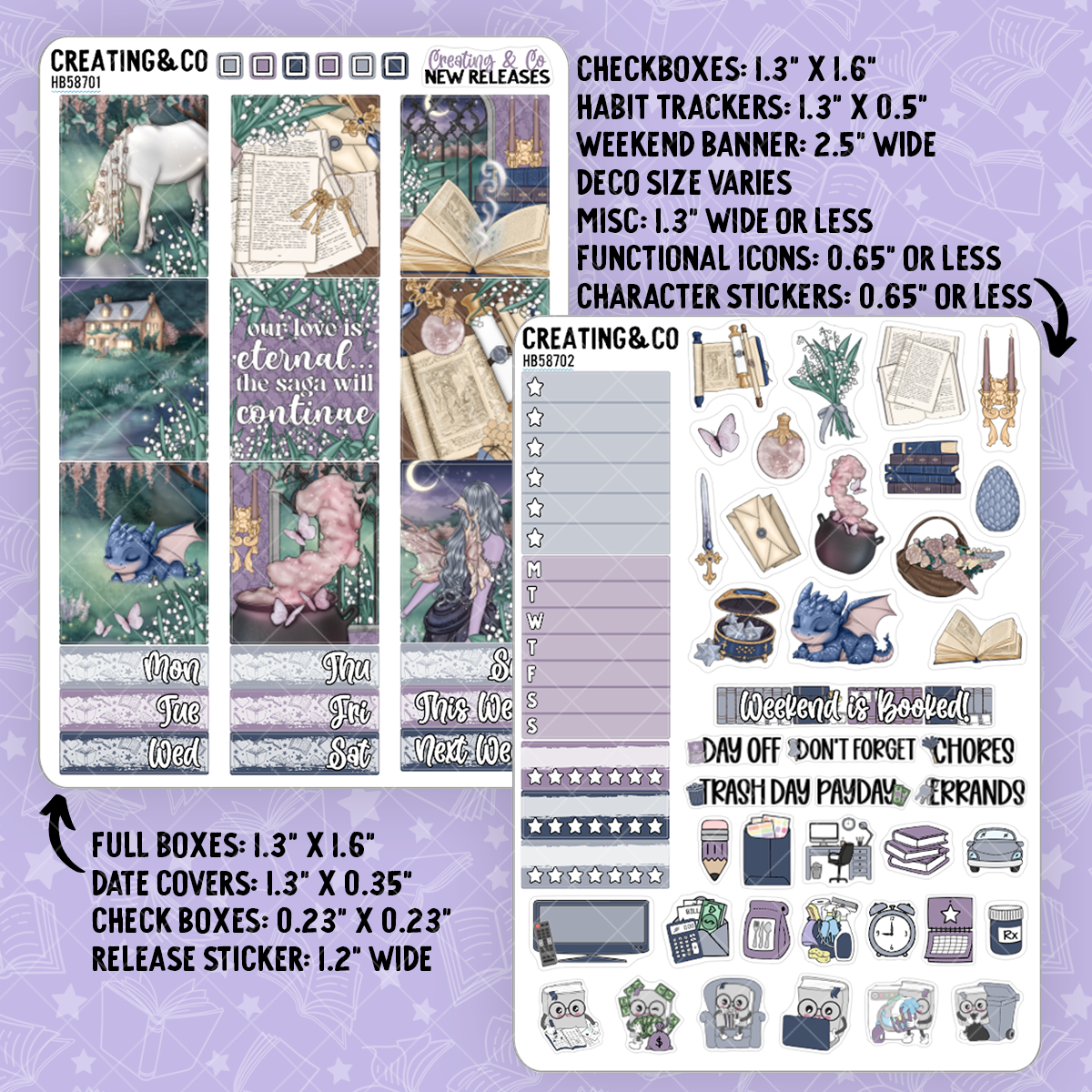 Eternal Love Hobonichi Cousin Weekly Planner Kit - 1.3" Stickers - HB587
