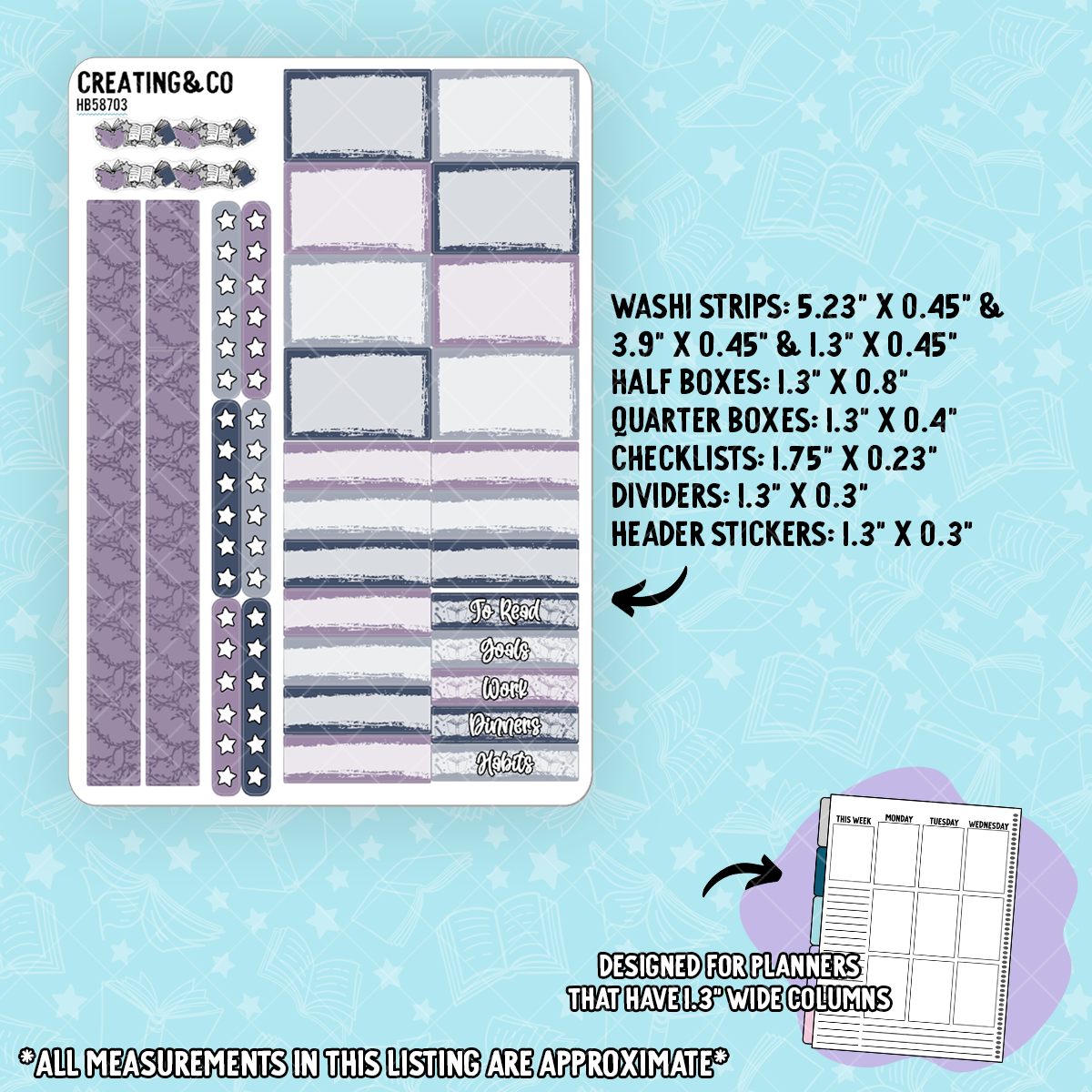 Eternal Love Hobonichi Cousin Weekly Planner Kit - 1.3" Stickers - HB587