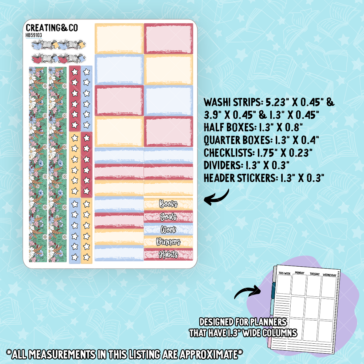 Wild Stories Hobonichi Cousin Weekly Sticker Kit - xHB591