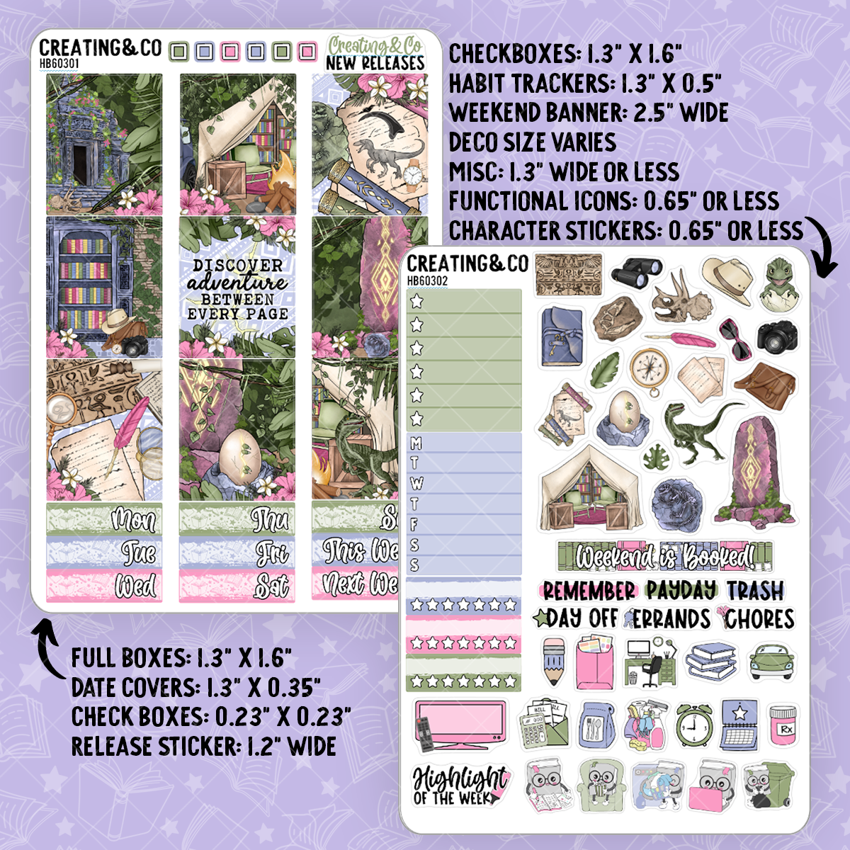 Lost Pages Hobonichi Cousin Weekly Planner Kit - 1.3" Stickers - HB603