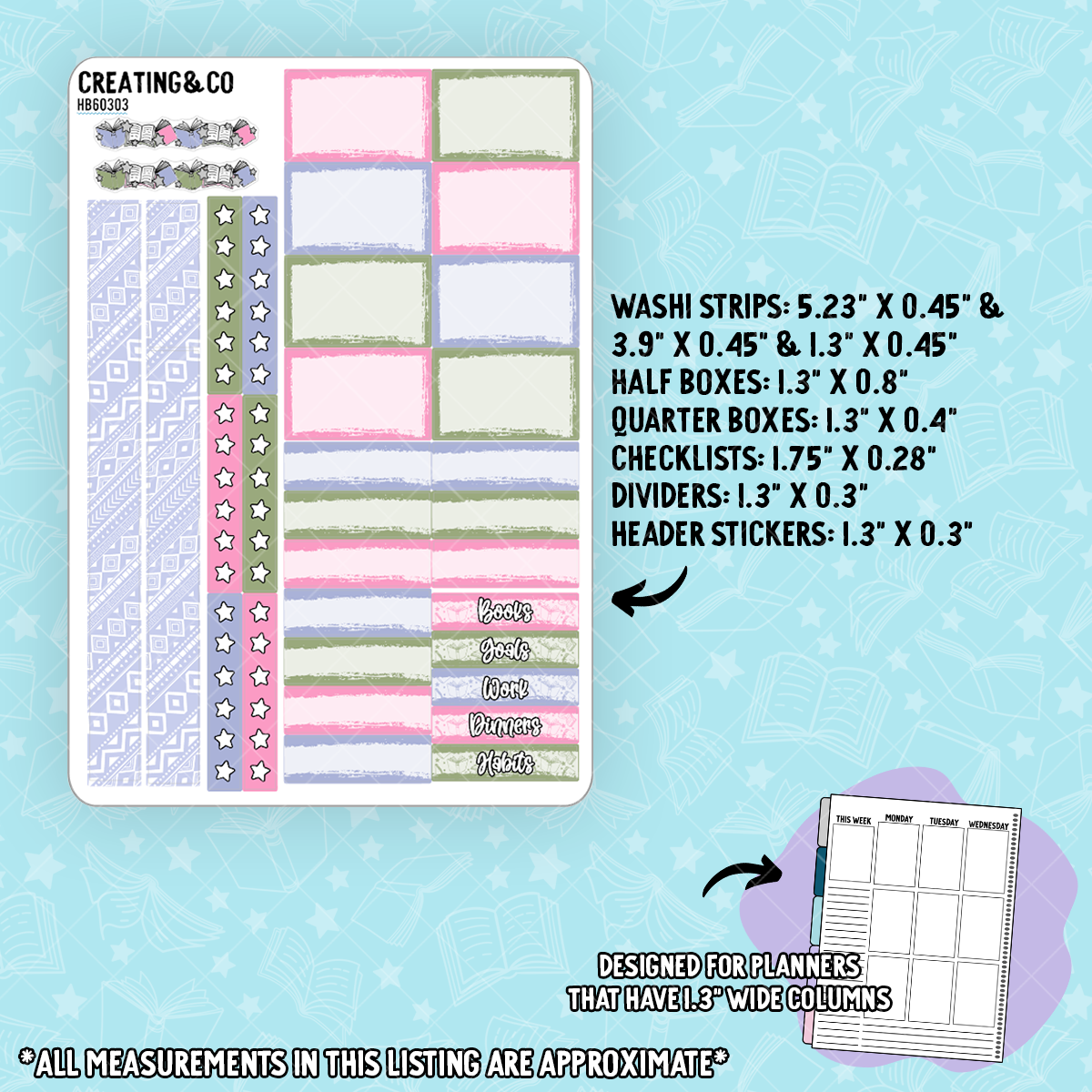 Lost Pages Hobonichi Cousin Weekly Planner Kit - 1.3" Stickers - HB603
