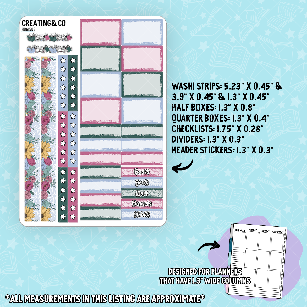 Fae & Folklore Hobonichi Cousin Weekly Planner Kit - 1.3" Stickers - HB615