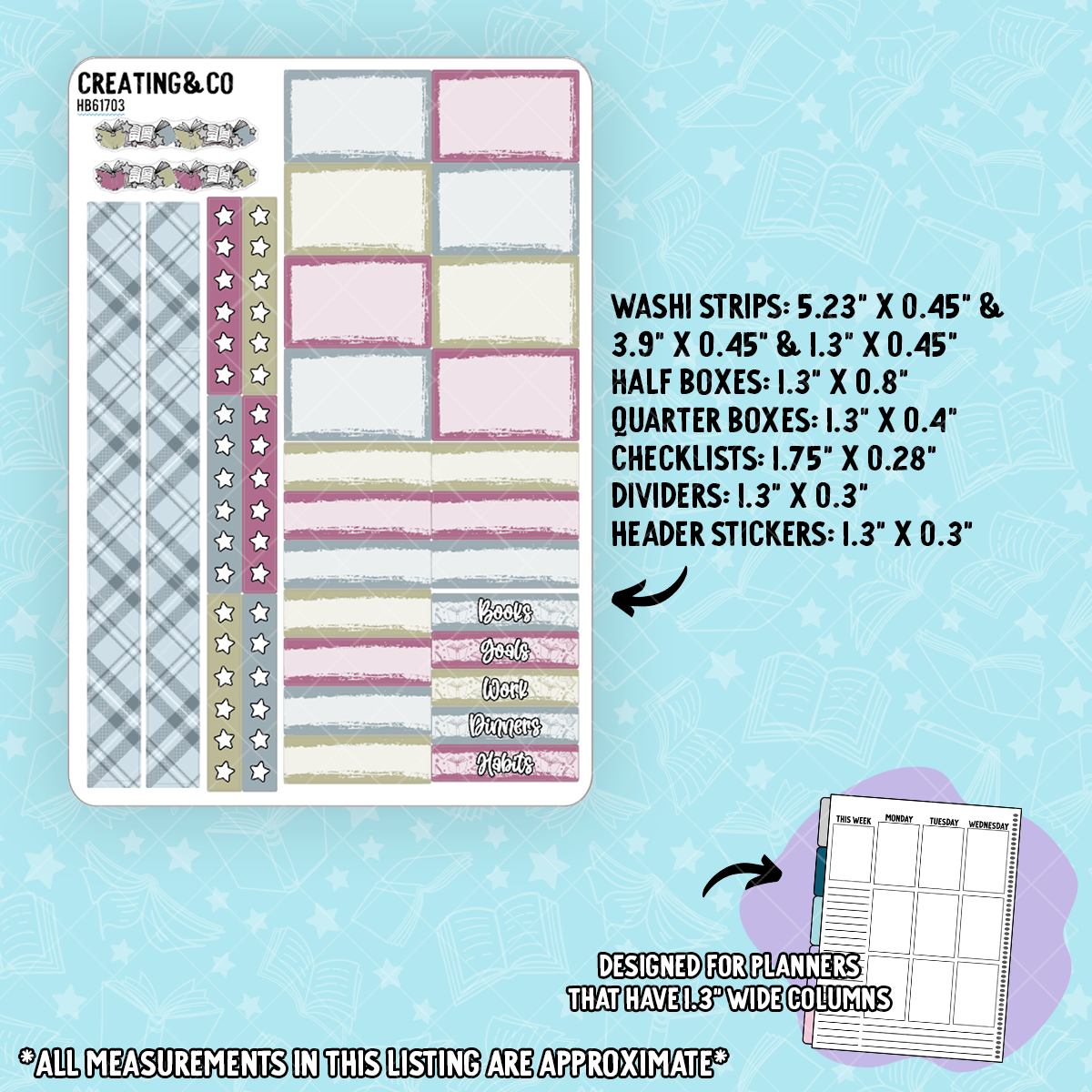 Autumn Adventure Hobonichi Cousin Weekly Planner Kit - 1.3" Stickers - HB617