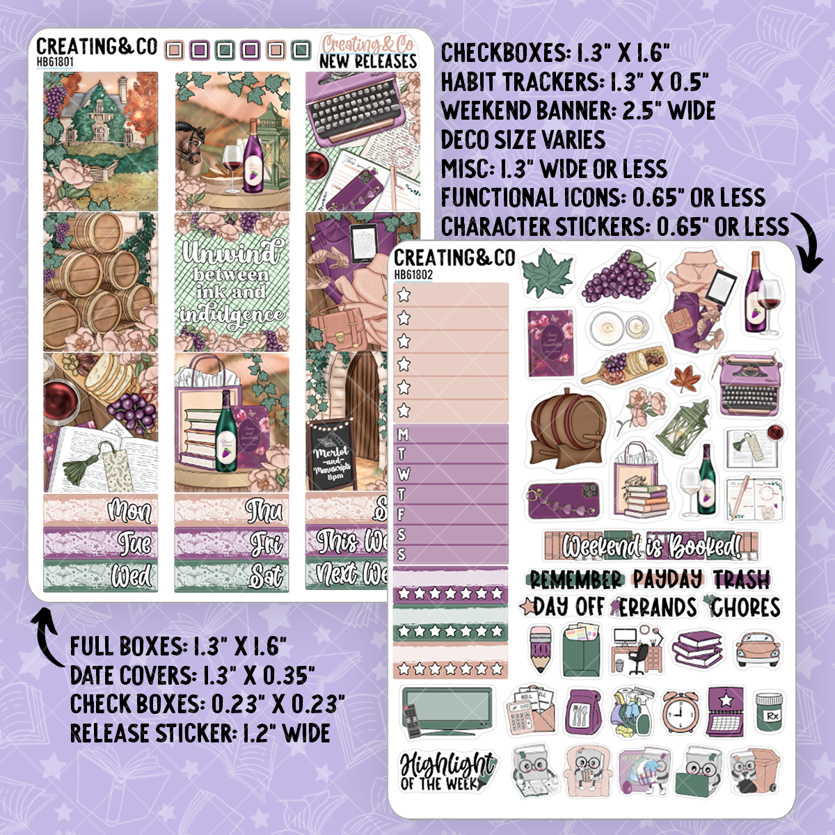 The Story Cellar Hobonichi Cousin Weekly Planner Kit - 1.3" Stickers - HB618