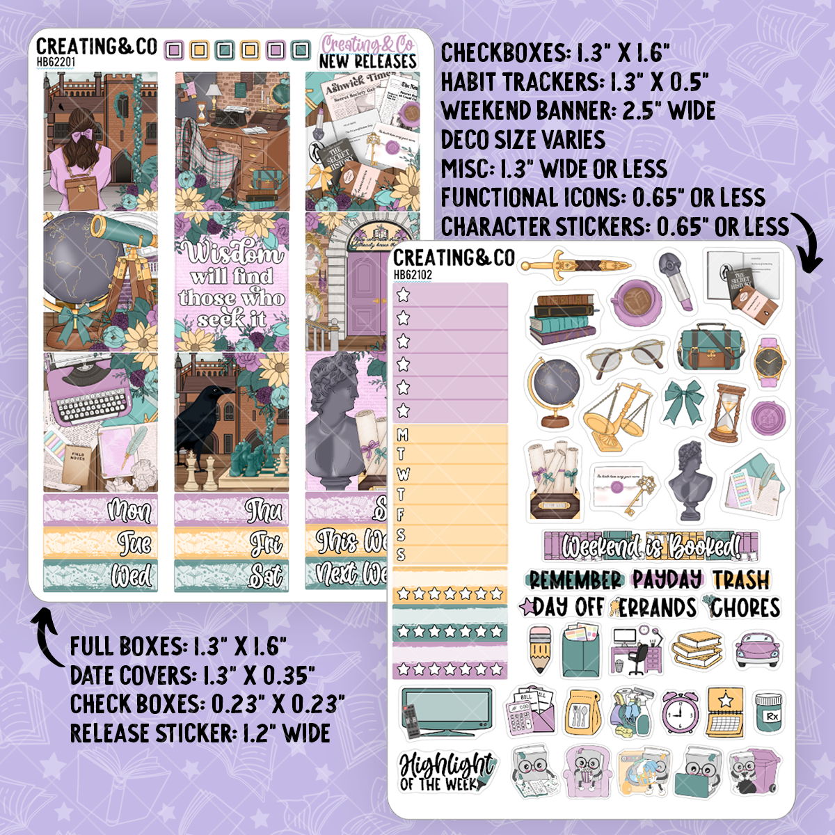 Academic Wisdom Hobonichi Cousin Sticker Kit + Reading Challenge Bundle