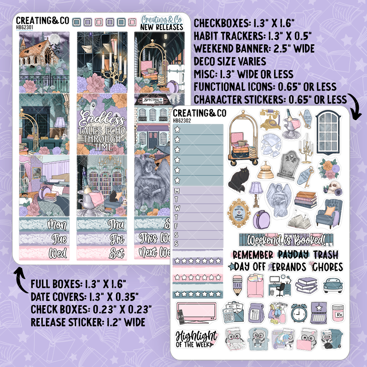 Spectral Suites Hobonichi Cousin Sticker Kit + Reading Challenge Bundle