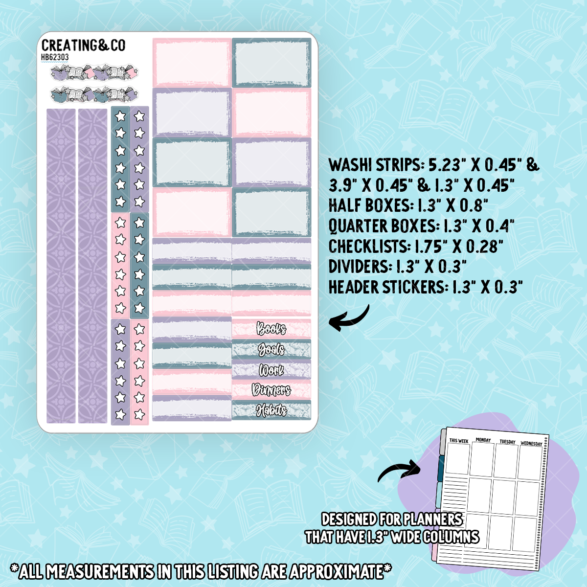 Spectral Suites Hobonichi Cousin Sticker Kit + Reading Challenge Bundle