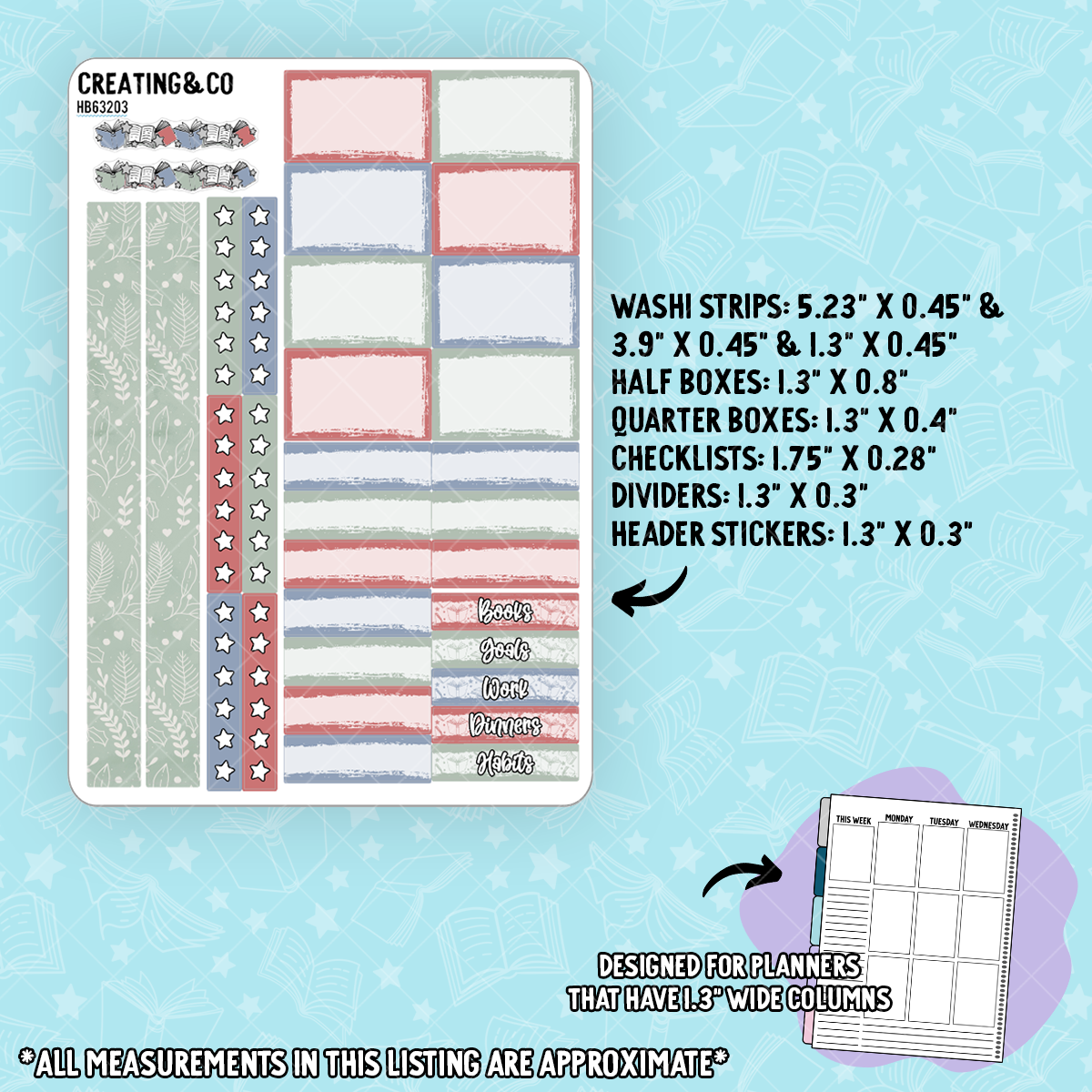 Cozy Christmas Hobonichi Cousin Weekly Planner Kit - 1.3" Stickers - HB632