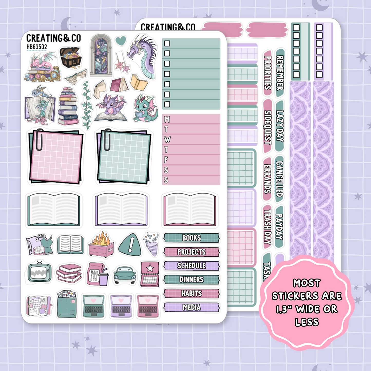 Chasing Dragons Hobonichi Cousin Weekly Planner Kit - 1.3" Stickers - HB635