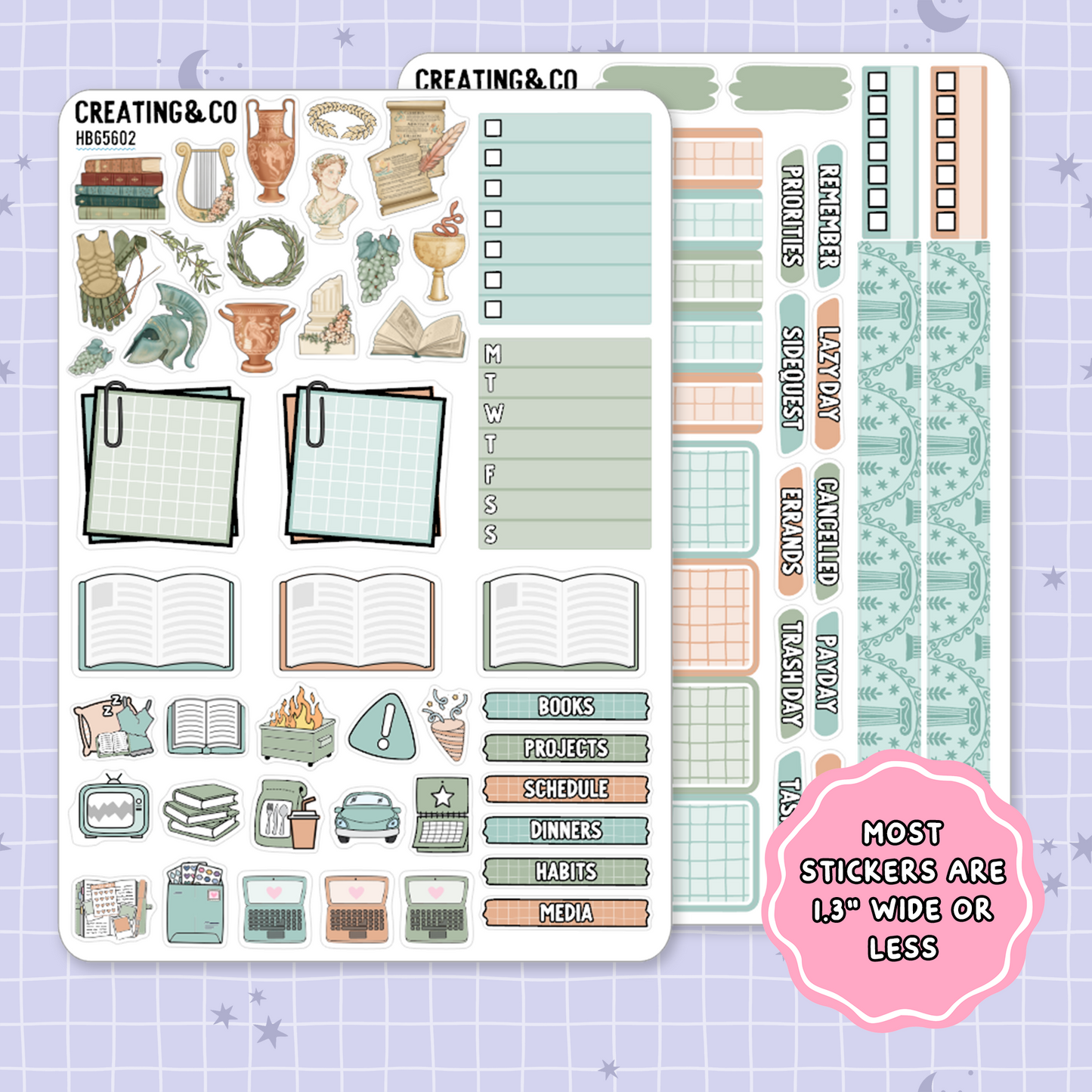 Pantheon of Pages Hobonichi Cousin Weekly Planner Kit - 1.3" Stickers - HB656