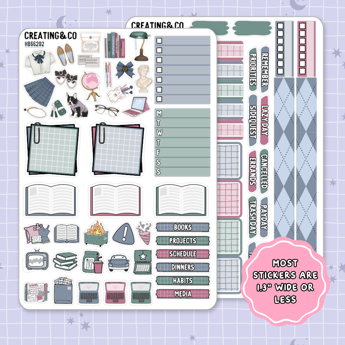Curious Academia Hobonichi Cousin Weekly Planner Kit - 1.3" Stickers - HB662