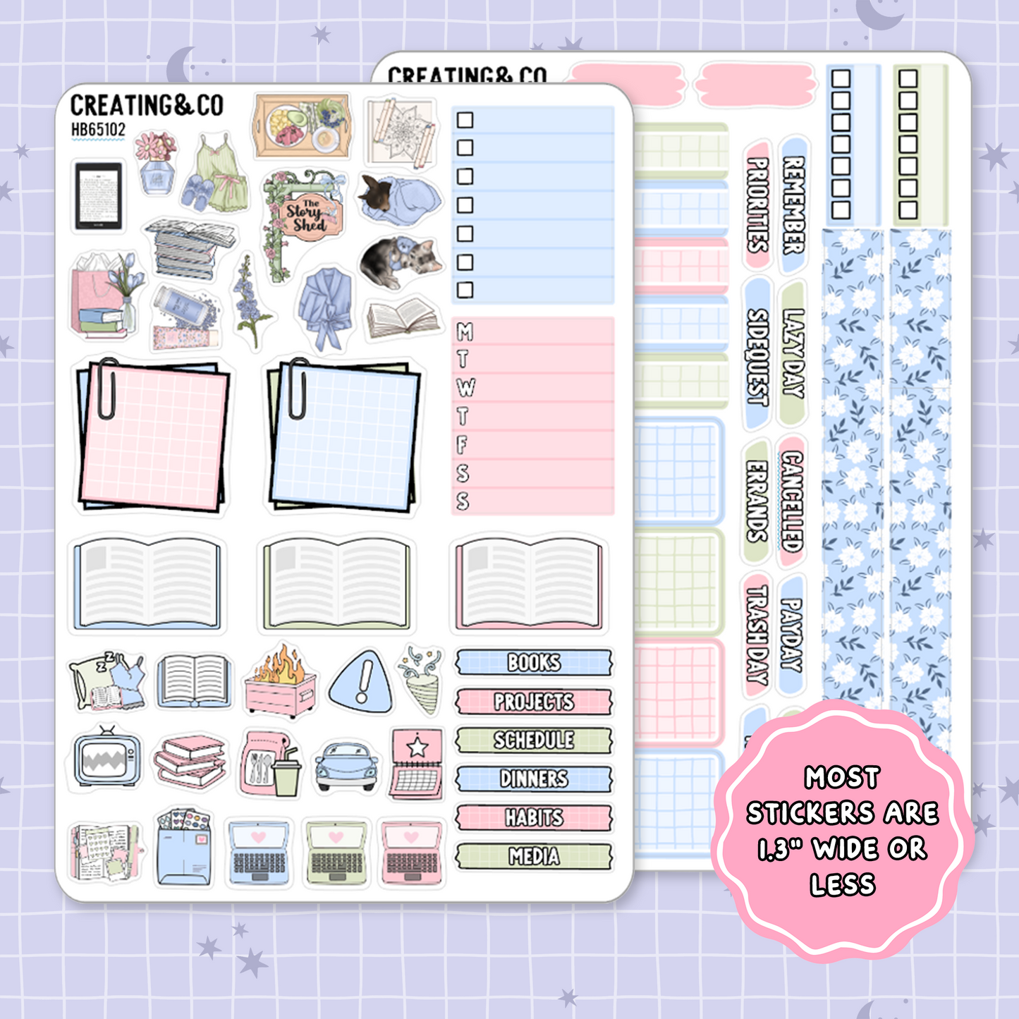 Rest & Recharge Mother's Day Hobonichi Cousin Weekly Planner Kit - 1.3" Stickers - HB651