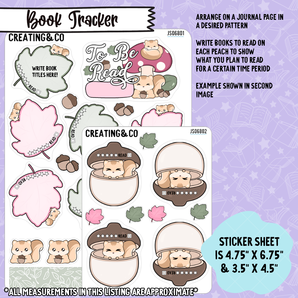 Squirrel Fall Leaves To Be Read Decorative Sticker Set - JS068