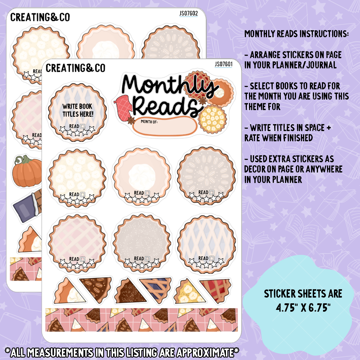 November Pie To Be Read Decorative Sticker Set - JS076