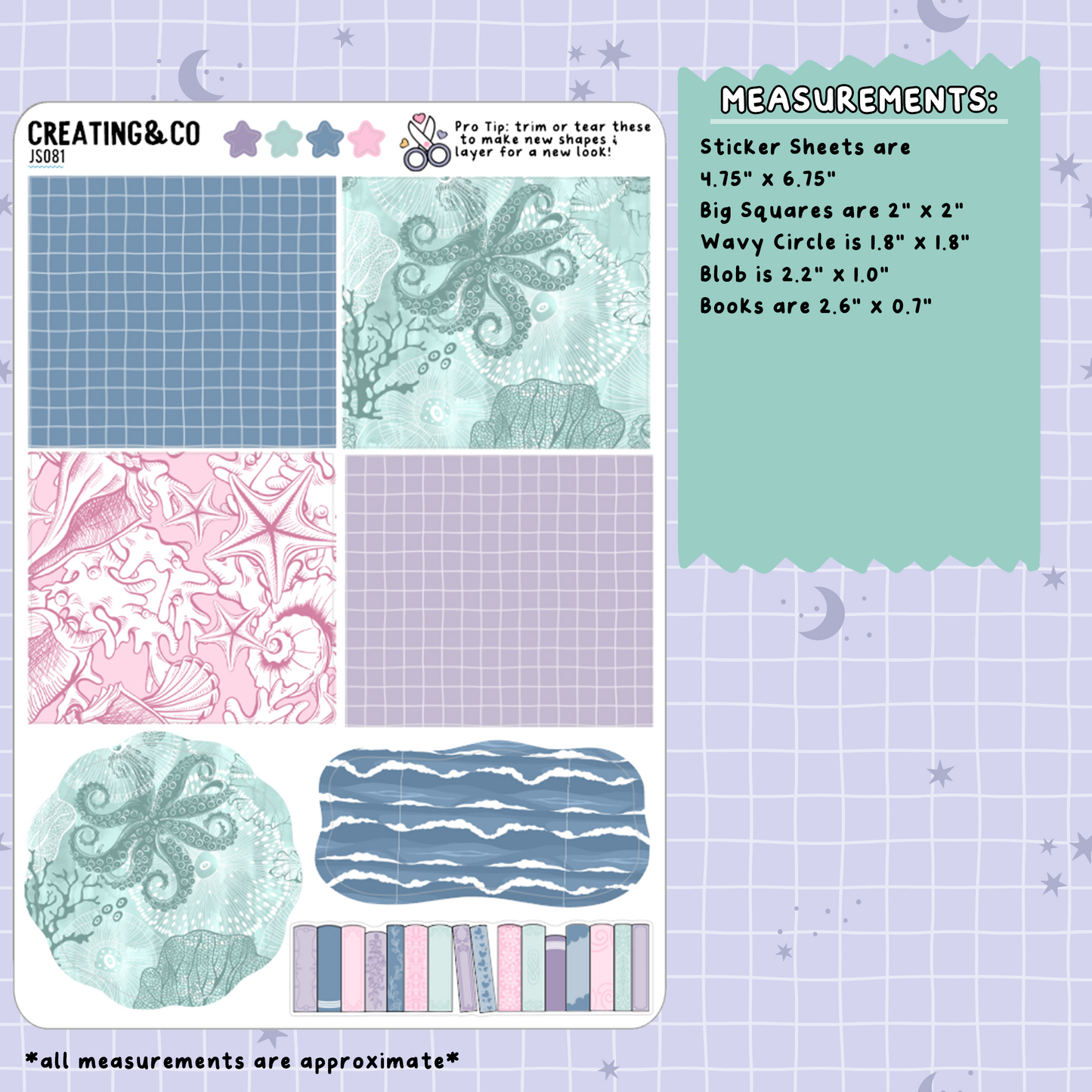 Siren Washi Boxes & Deco Planner Sticker Sheet - JS081