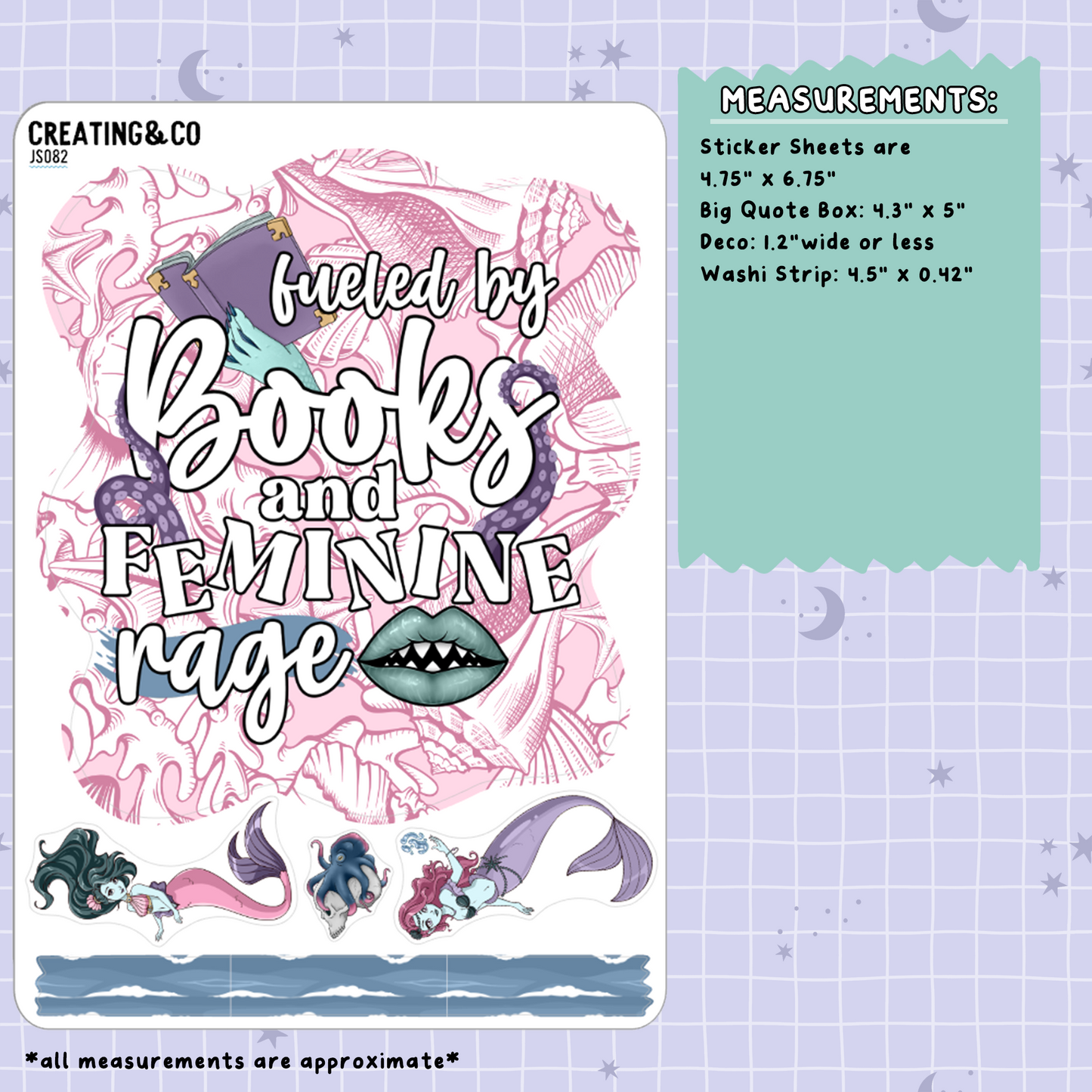 Siren Feminine Rage Big Deco Planner Sticker Sheet - JS082