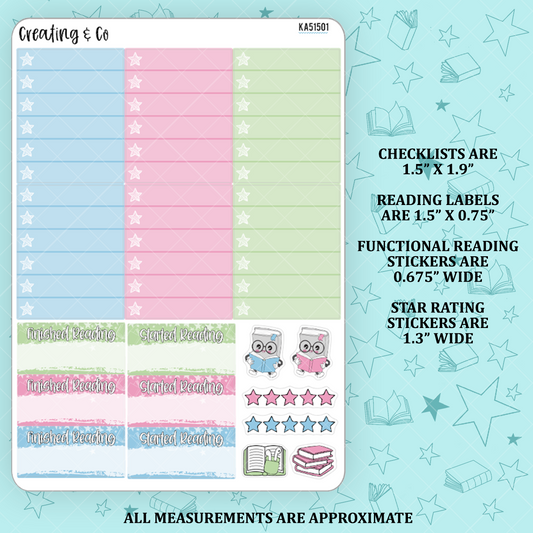 Simming Life Checklists + Reading Sticker Kit Add On for Weekly Planner Kit  - KA51501