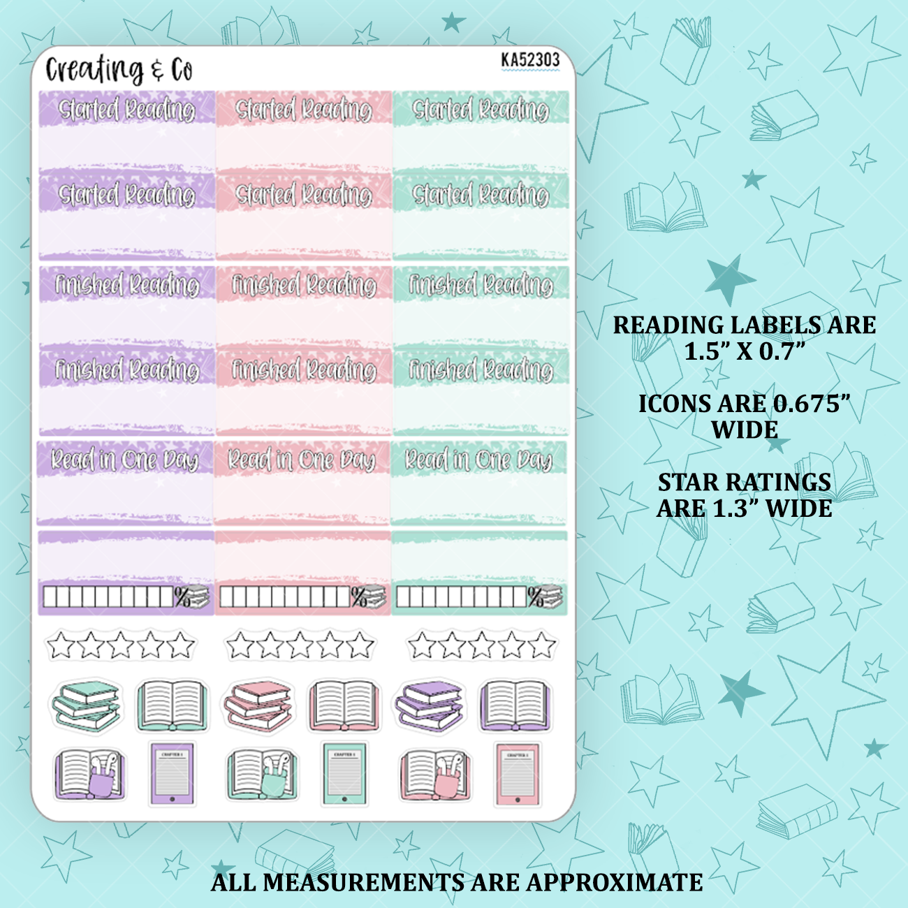 Scoops of Books Reading Sticker Kit Add On for Weekly Planner Kit  - KA52303
