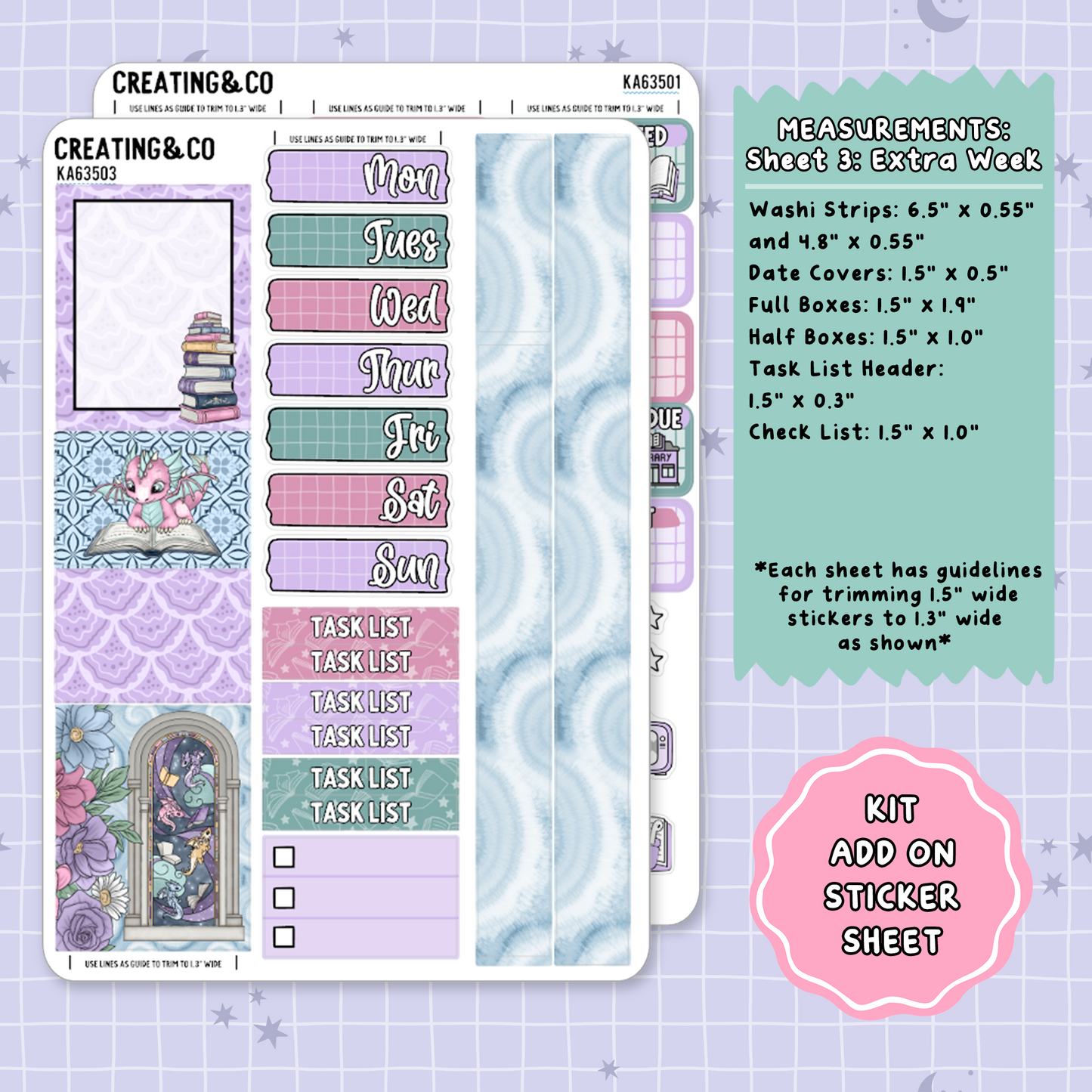 Chasing Dragons Weekly Kit Add On Planner Sticker Sheets - KA635