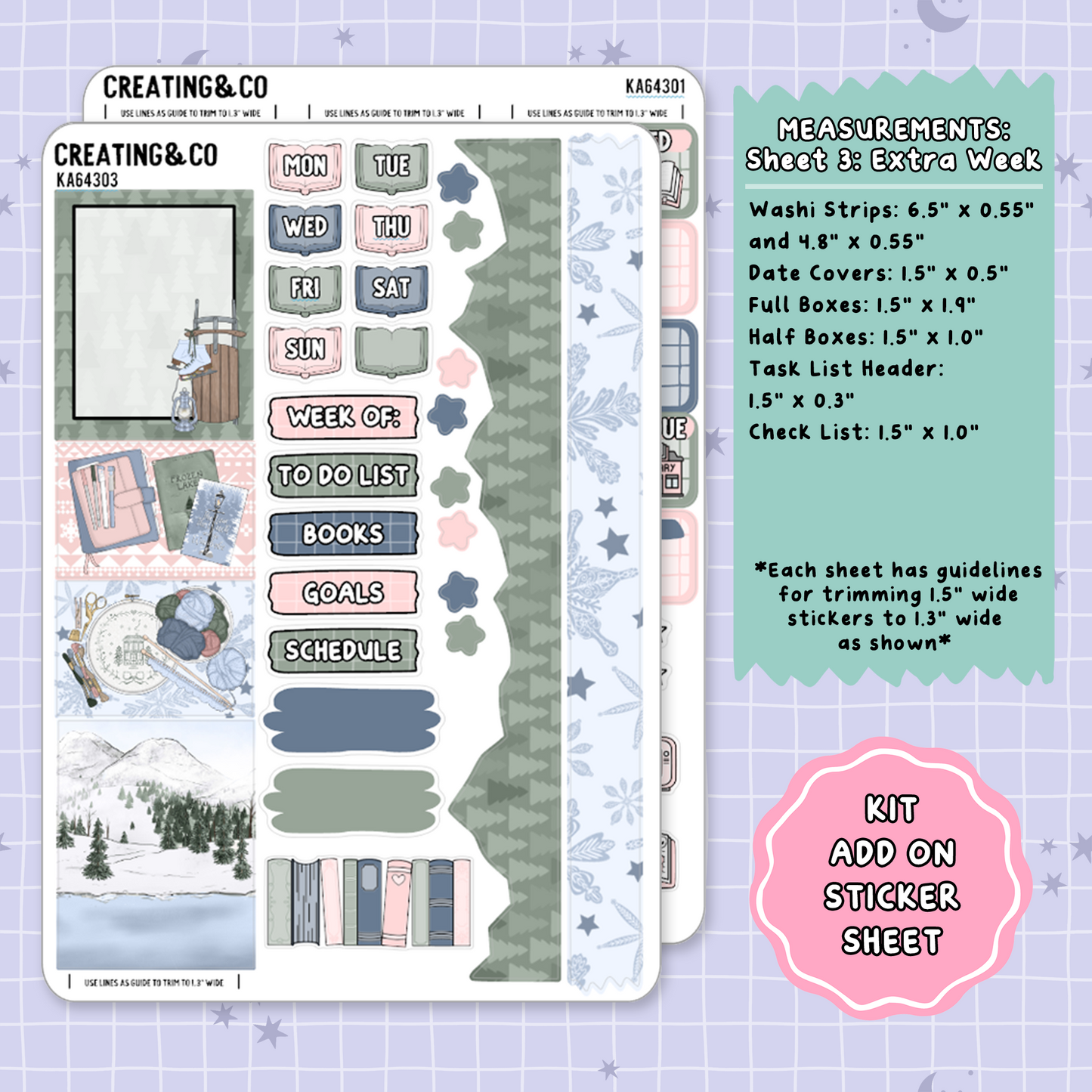 Faceoff to Forever Weekly Kit Add On Planner Sticker Sheets - KA642