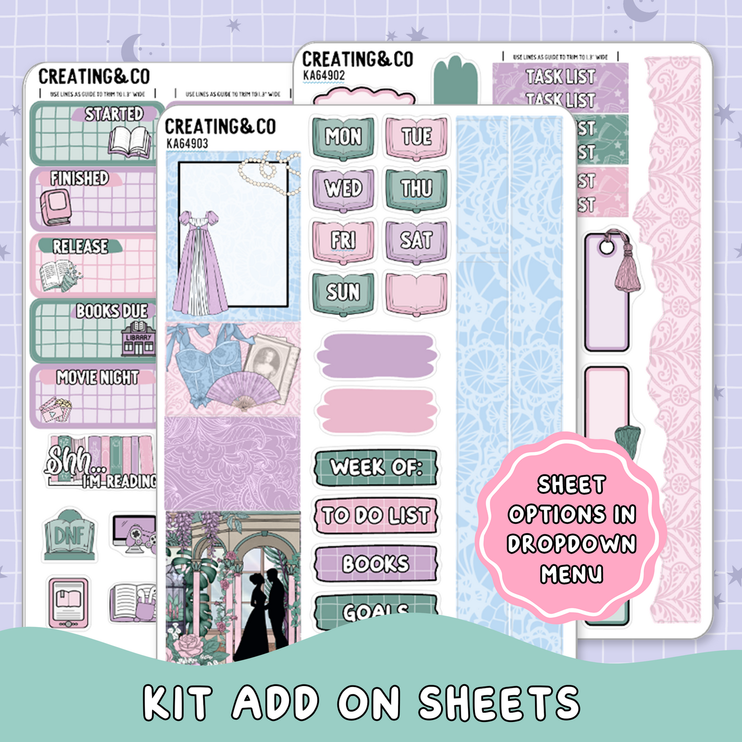 Scandals of the Heart Regency Hobonichi Cousin Weekly Planner Kit - 1.3" Stickers - HB649