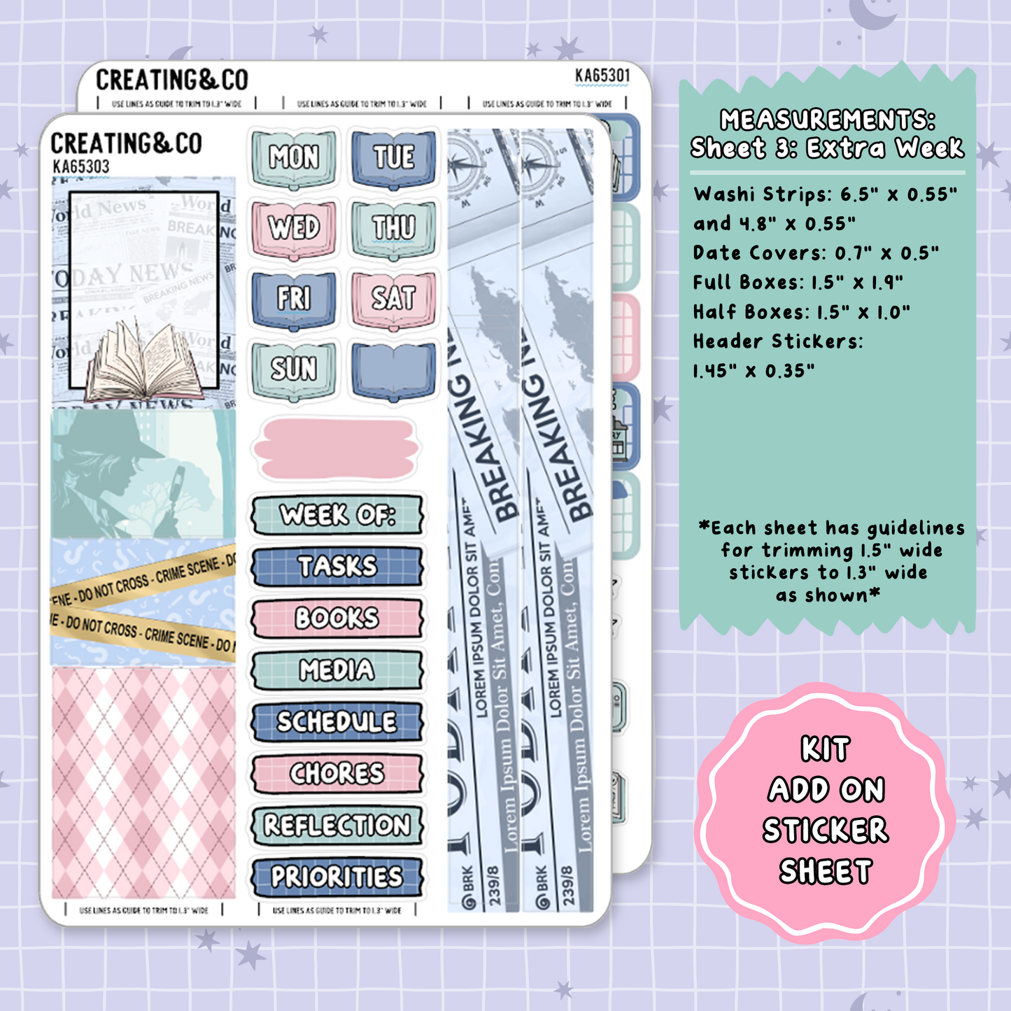 Marginal Clues Mystery Weekly Kit Add On Planner Sticker Sheets - KA653