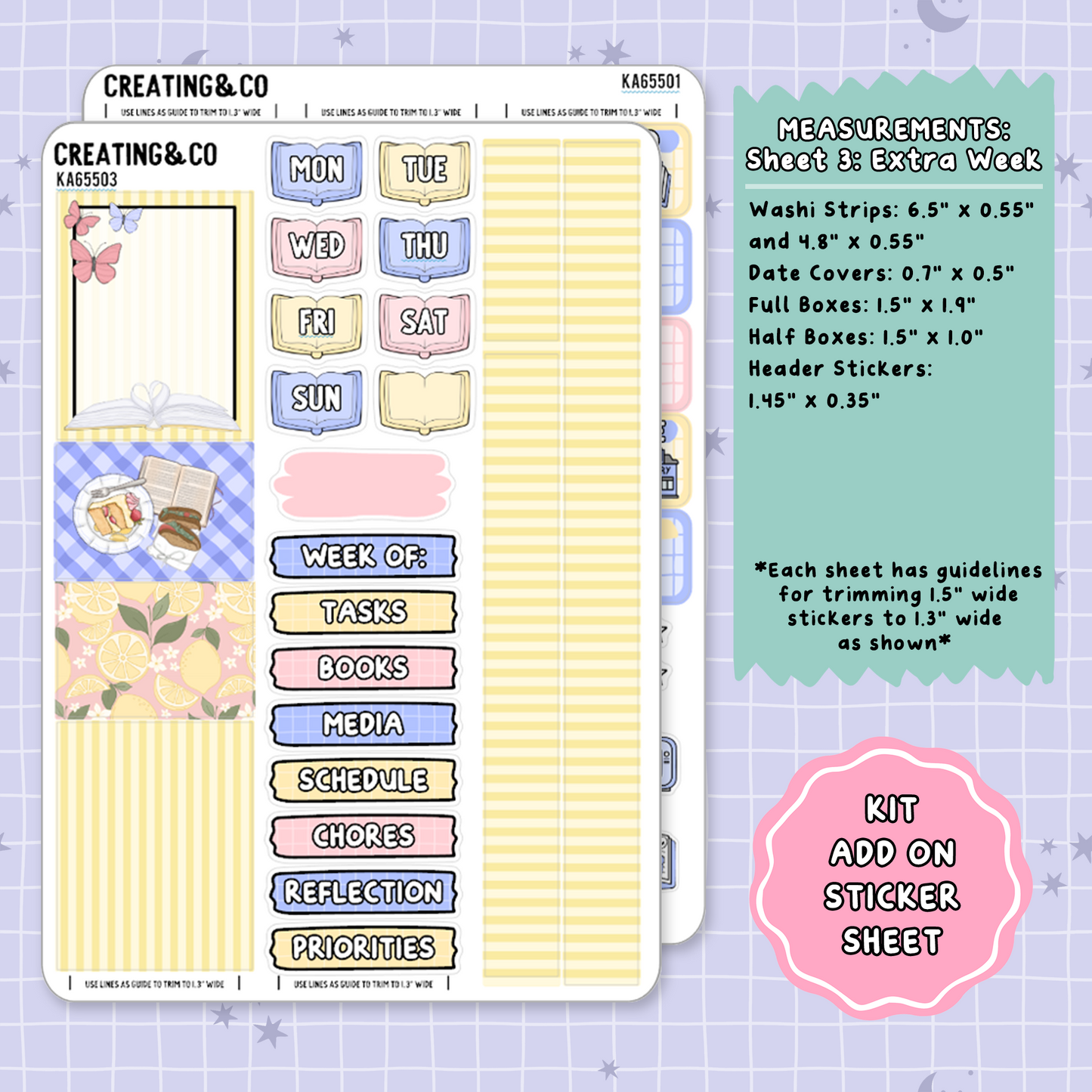 Pink Lemonade Weekly Kit Add On Planner Sticker Sheets - KA655