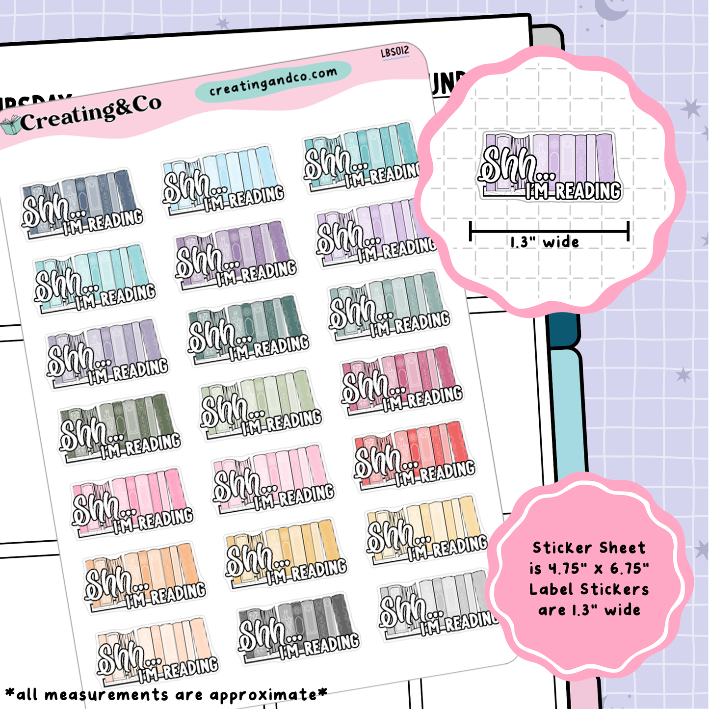 Shh I'm Reading, Reading Binge Label Functional Sticker Sheet - LBS012