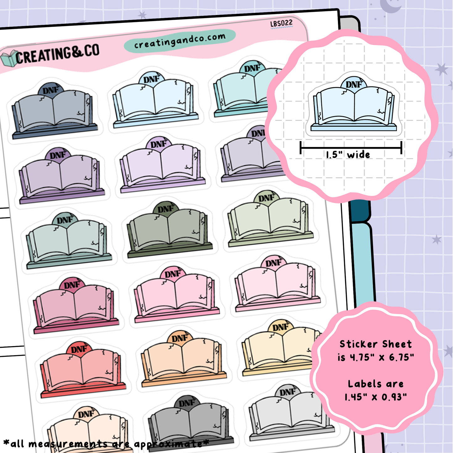 Did Not Finish / DNF Gravestone Book Label Functional Sticker Sheet - LBS022