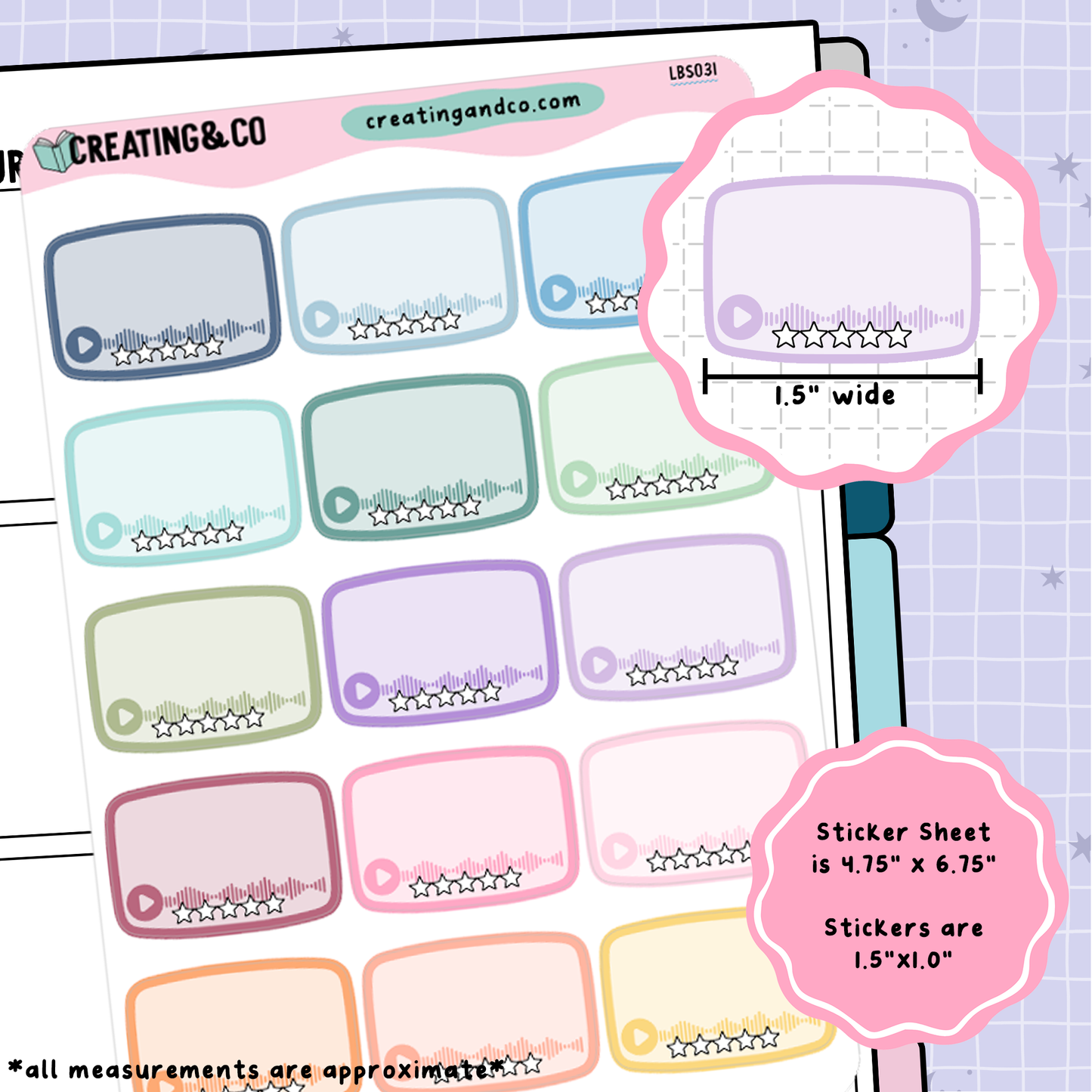 Audiobook or Podcast Label Functional Sticker Sheet - LBS031