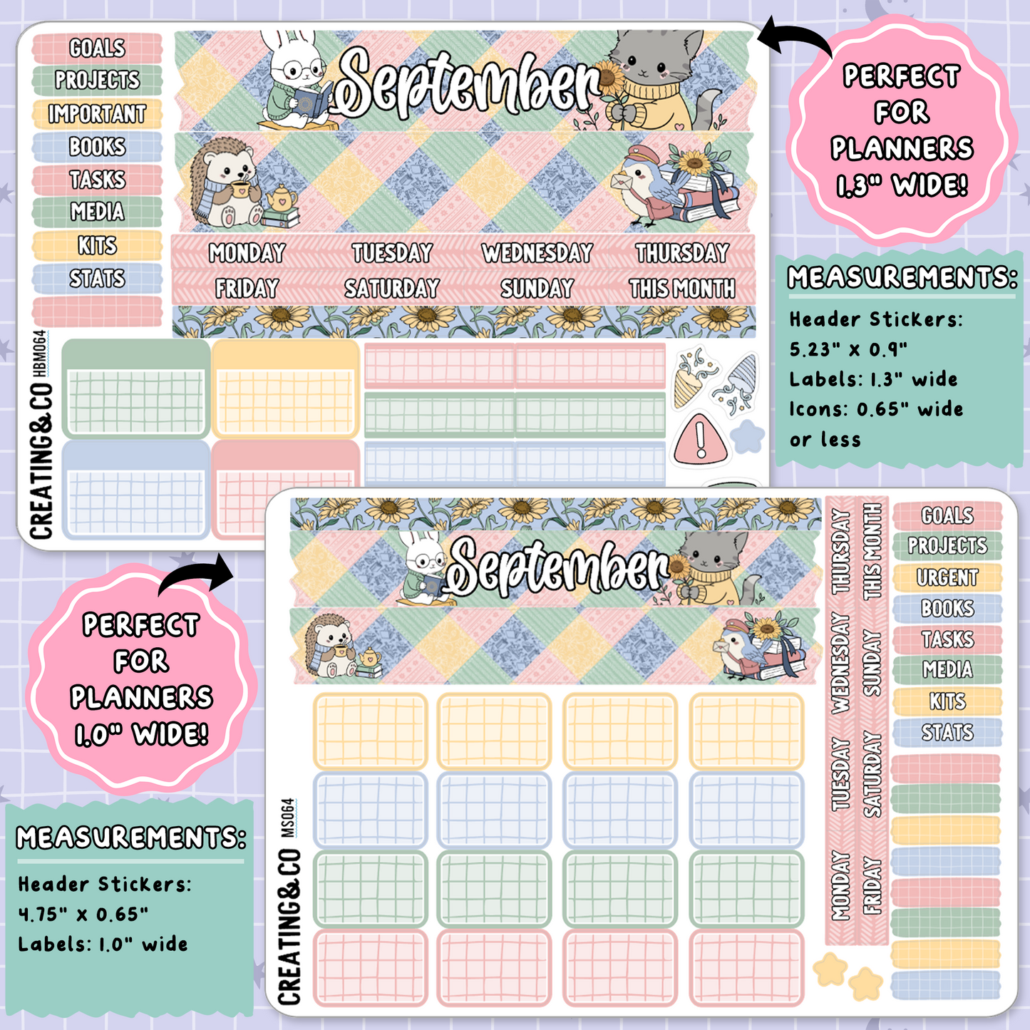 Cozy Patchwork September Monthly Planner Sticker Kit - MN/HBM/MS064